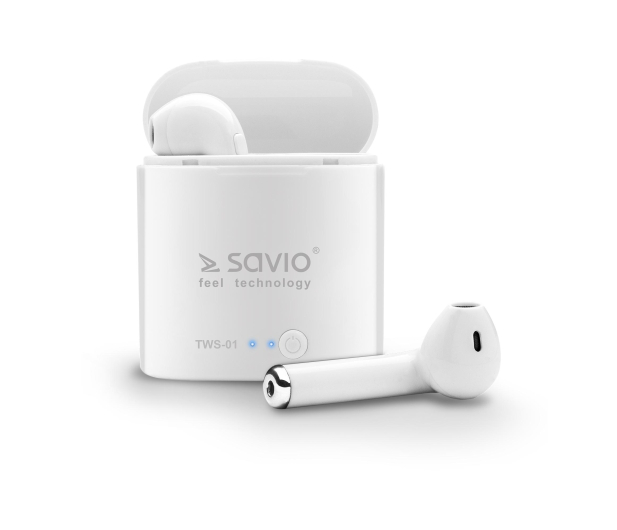 SAVIO SŁUCHAWKI DOUSZNE TWS SAVIO TWS-01 Białe # - 1458284 - zdjęcie 3